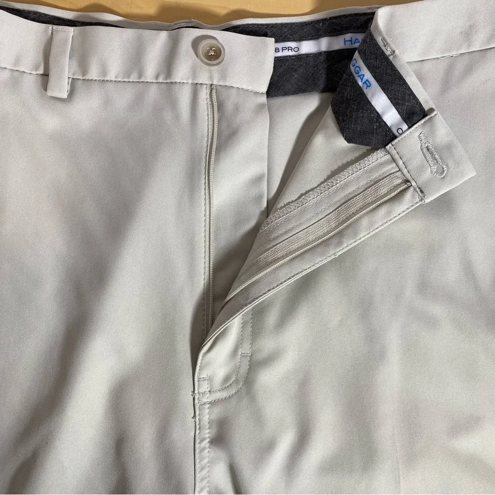 Haggar Cool Pro 18 Light Taupe Golf Short Big men's sz 44 adjustable waist band